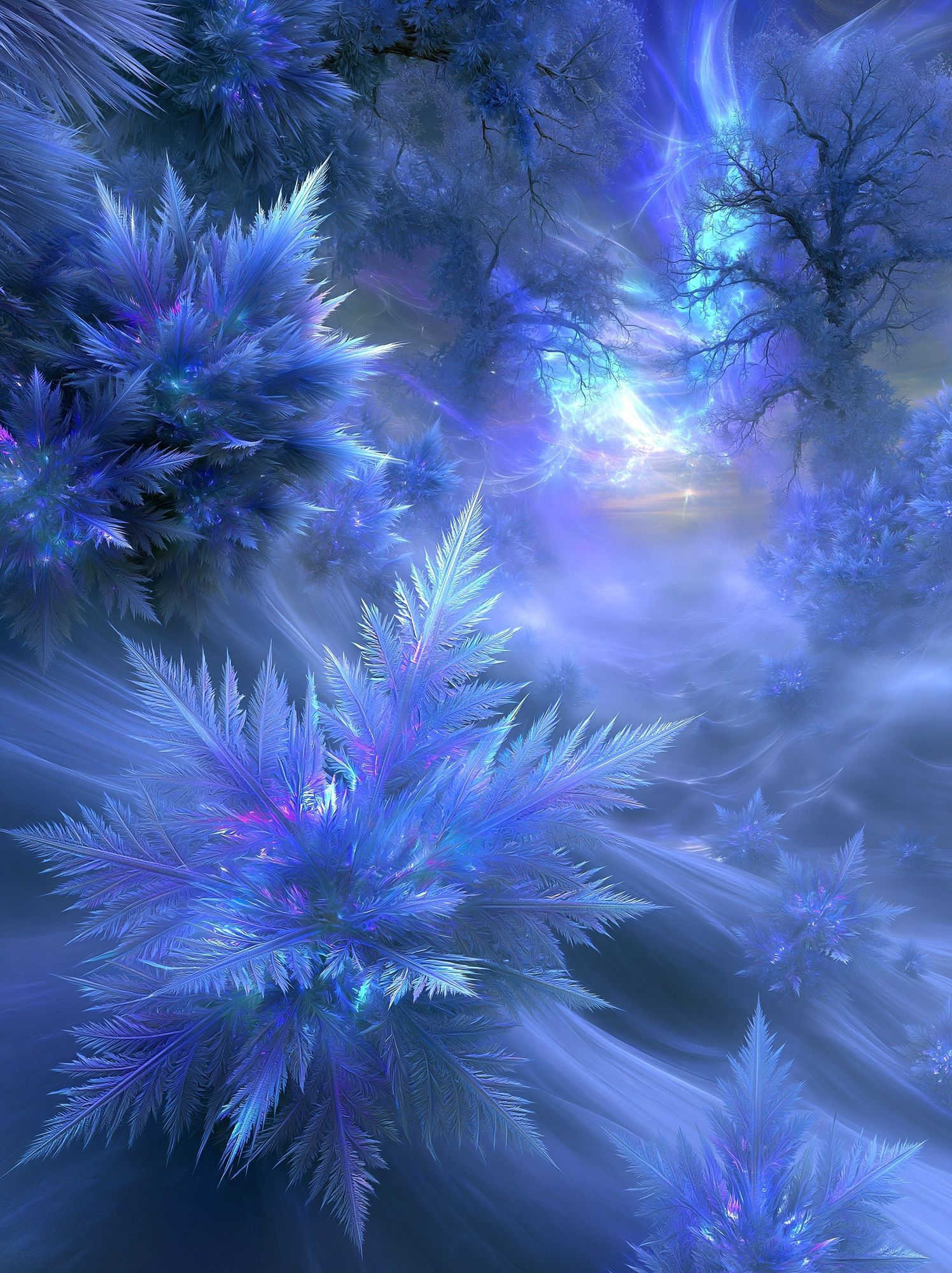 Icy Crystal Forest Fantasy Print. poster — illustration art