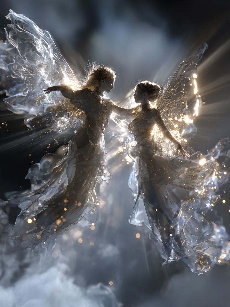 Celestial Fairy Duet Illustration Poster. poster detail