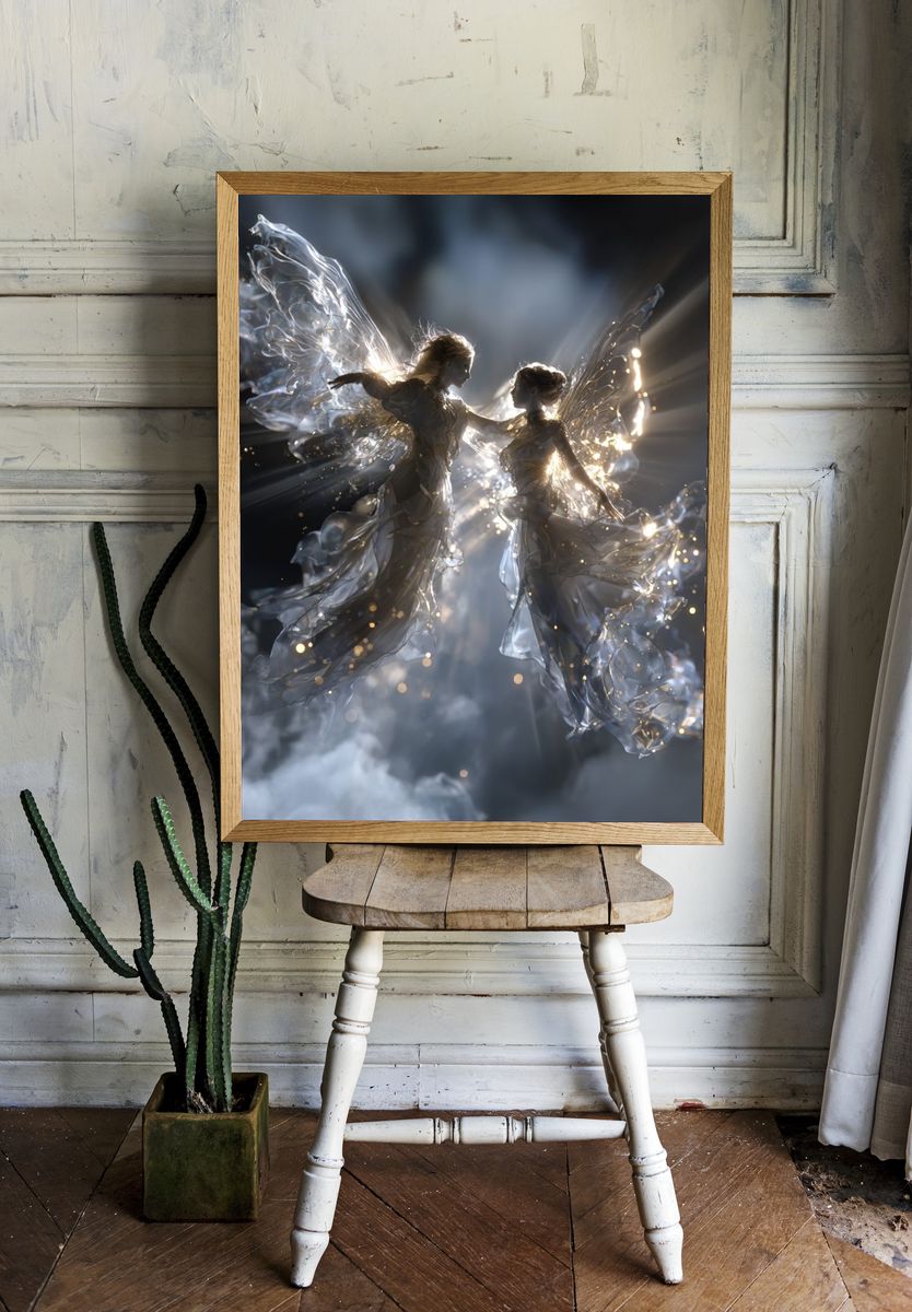 Celestial Fairy Duet Illustration Poster. room preview