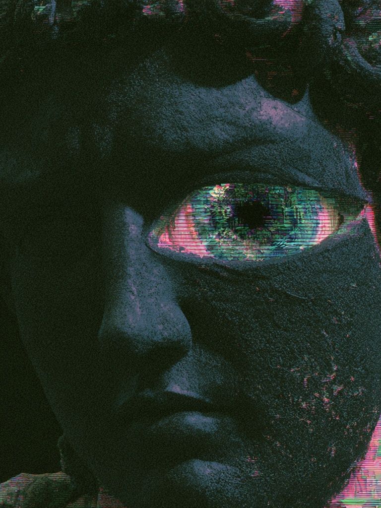 Glitch Marble Face Illustration Poster. poster — illustration art