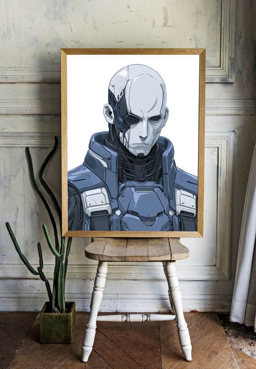 Cybernetic Android Portrait Poster. — room view 1