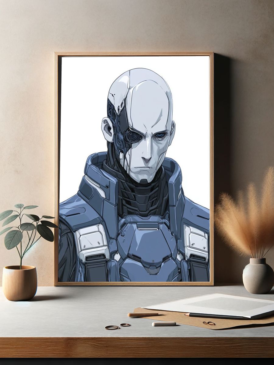 Cybernetic Android Portrait Poster. — room view 2