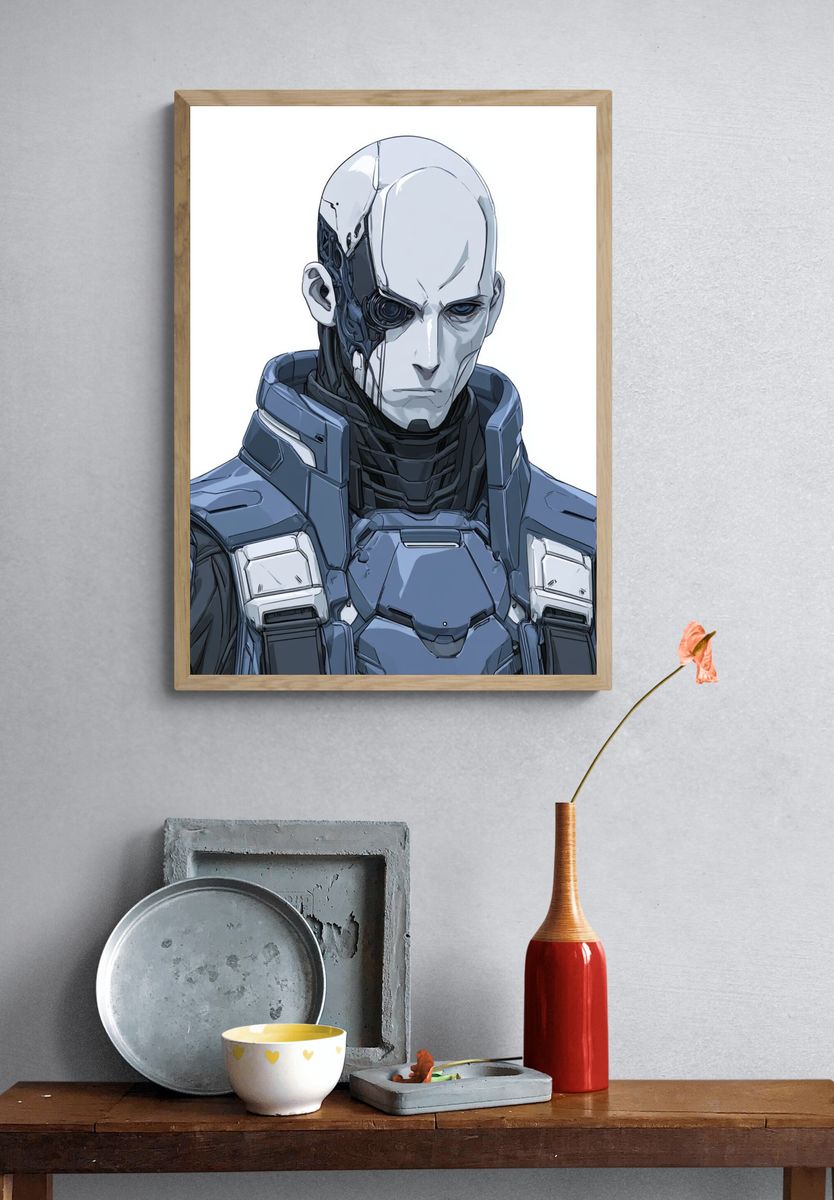 Cybernetic Android Portrait Poster. — room view 3