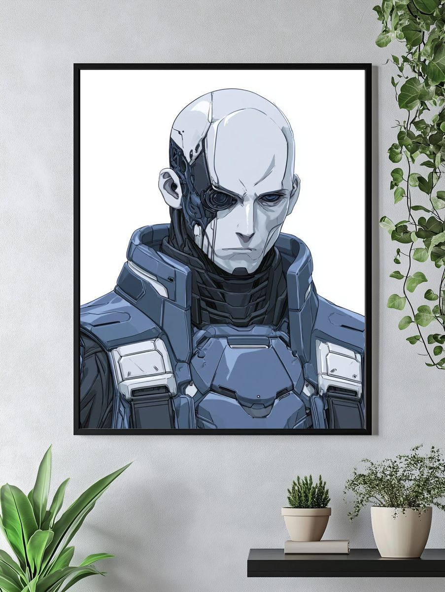 Cybernetic Android Portrait Poster. — room view 4