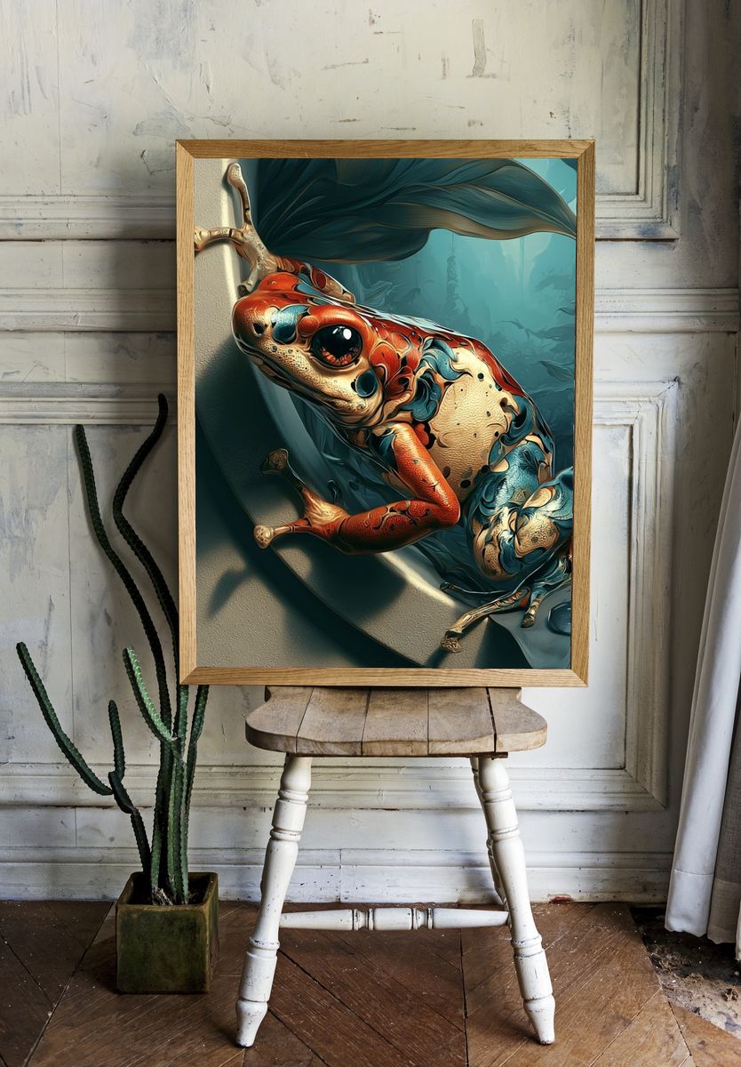 Surreal Colorful Frog Poster. room preview