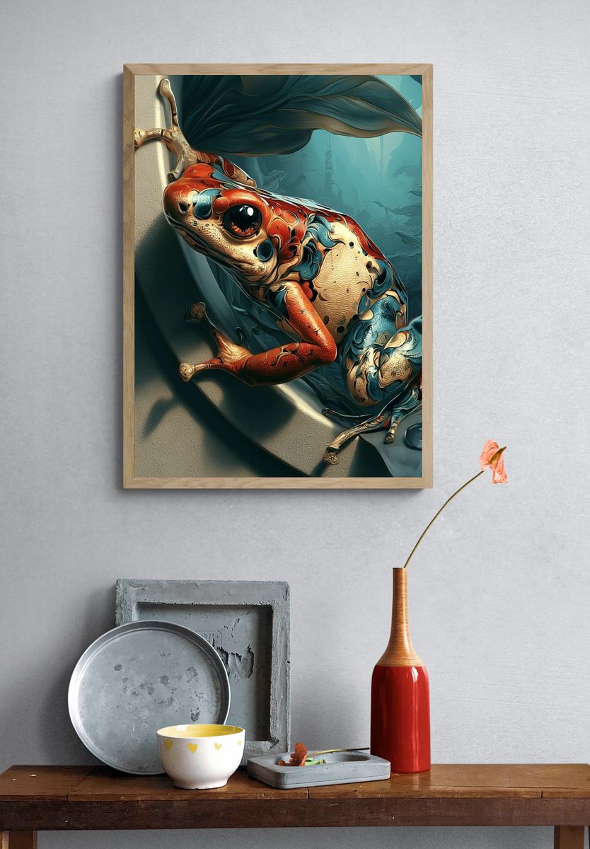 Surreal Colorful Frog Poster. — room view 3