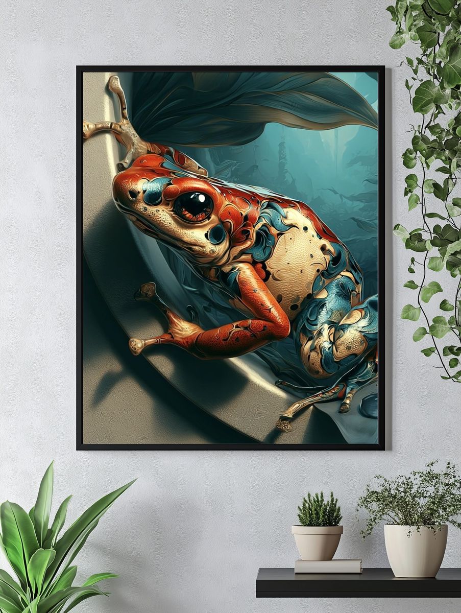 Surreal Colorful Frog Poster. — room view 4