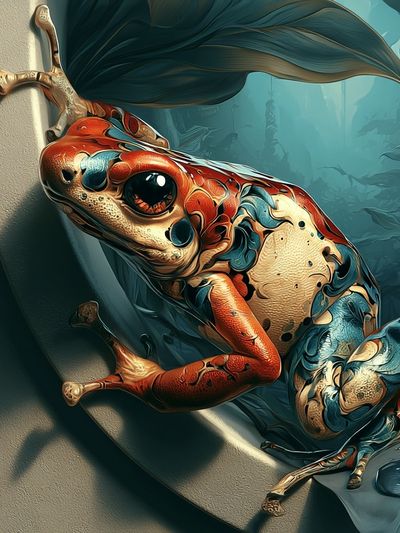Surreal Colorful Frog Poster.