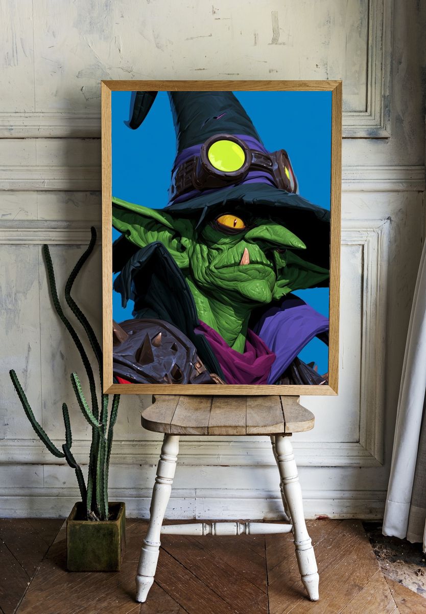 Goblin Wizard Digital Art Poster. room preview