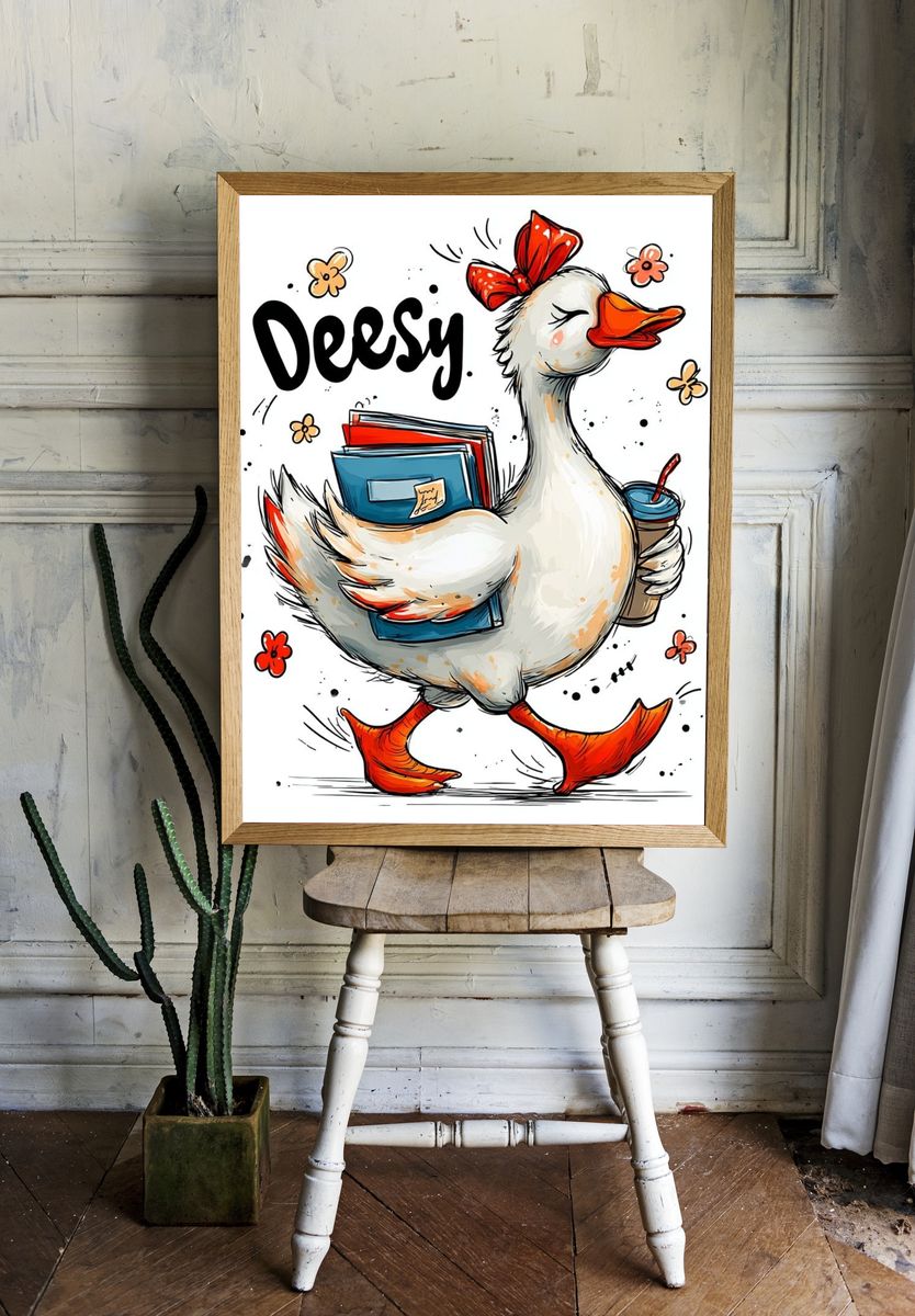 Deesy Duck Illustration Poster. — room view 1
