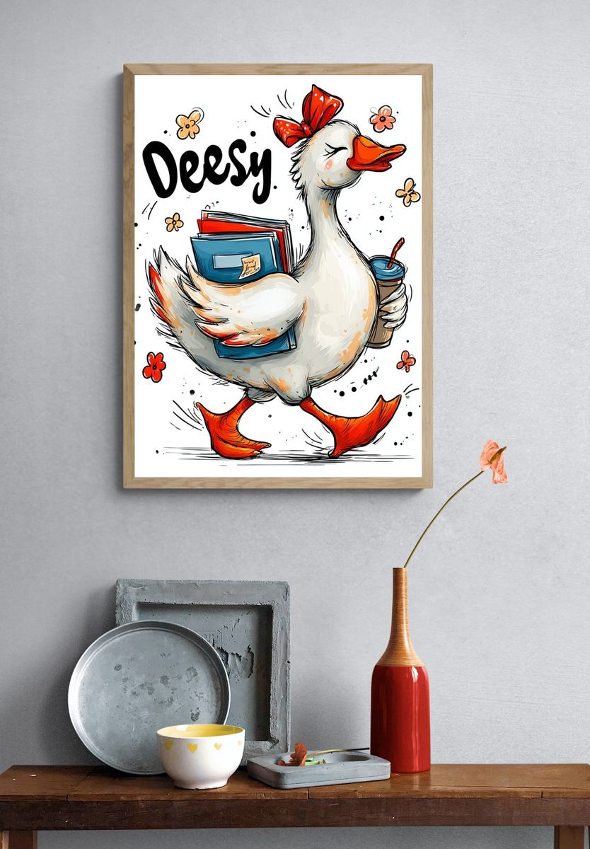 Deesy Duck Illustration Poster. — room view 3