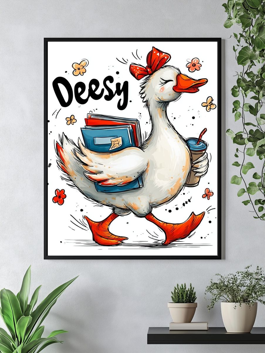 Deesy Duck Illustration Poster. — room view 4