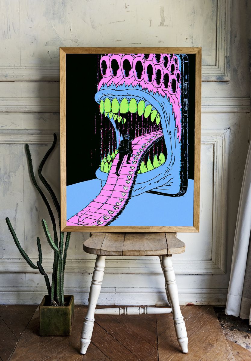 Surreal Glitch Mouth Poster. room preview