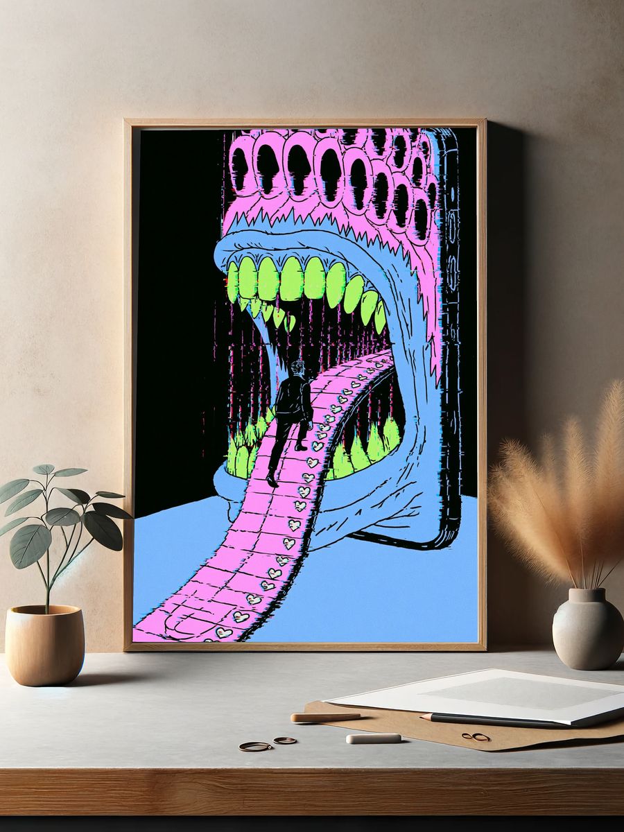 Surreal Glitch Mouth Poster. — room view 2