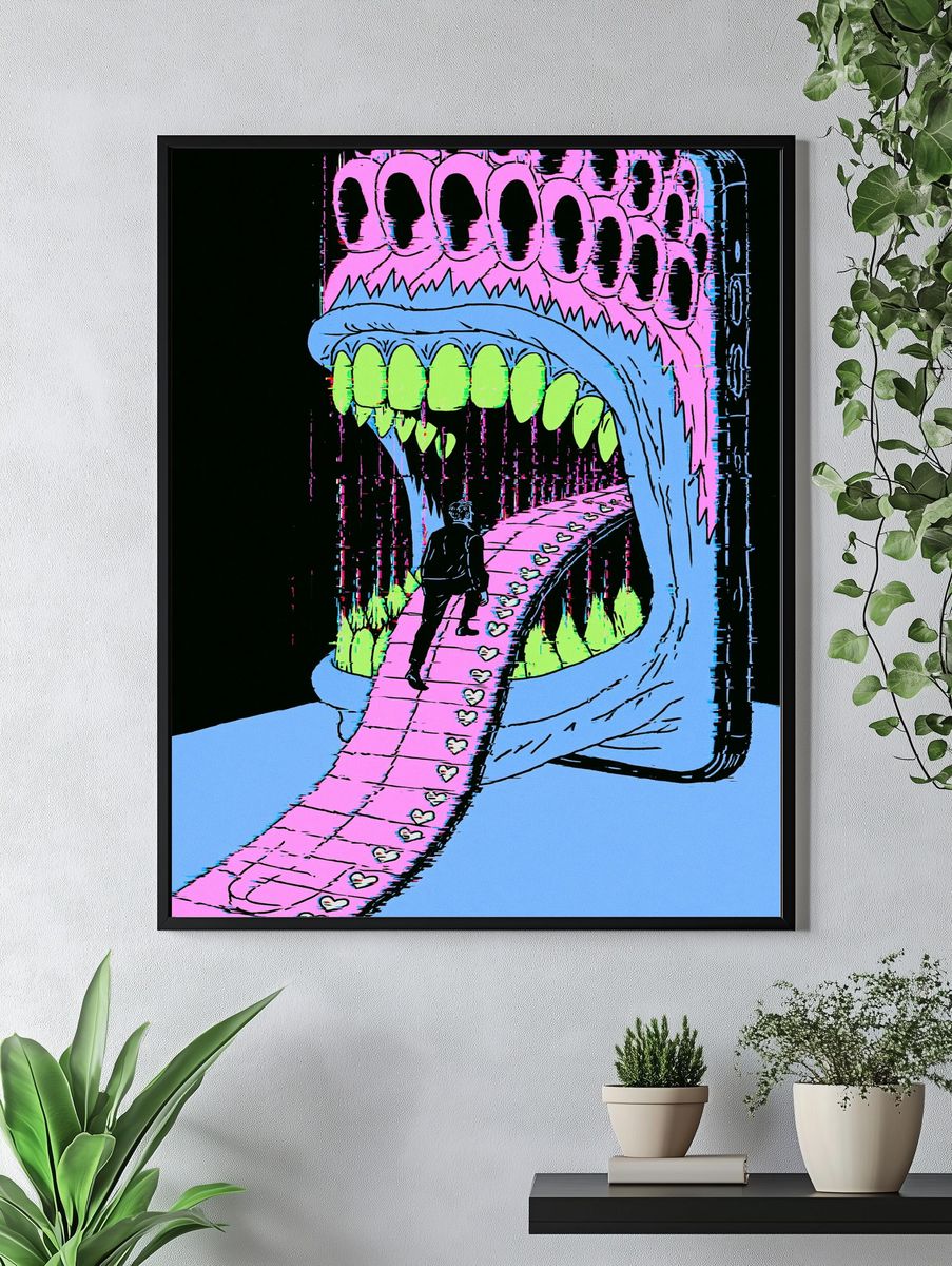 Surreal Glitch Mouth Poster. — room view 4