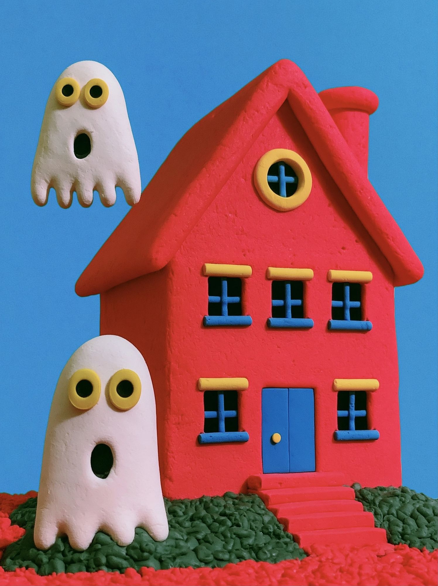 Playful Haunted House Illustration Poster. poster — illustration art
