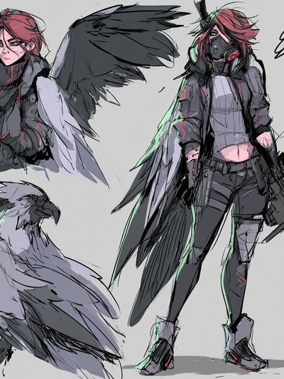 Cyberpunk Raven Girl Illustration Poster. poster