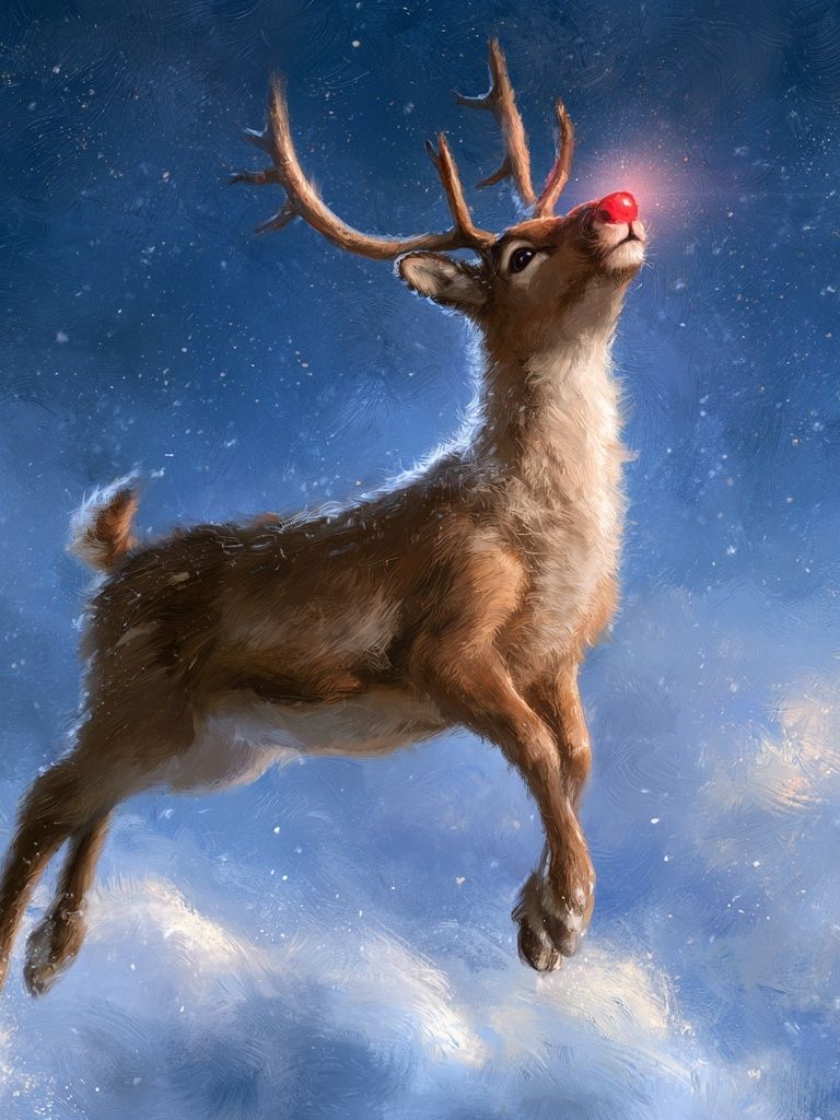 Flying Reindeer Digital Art Poster. poster — illustration art