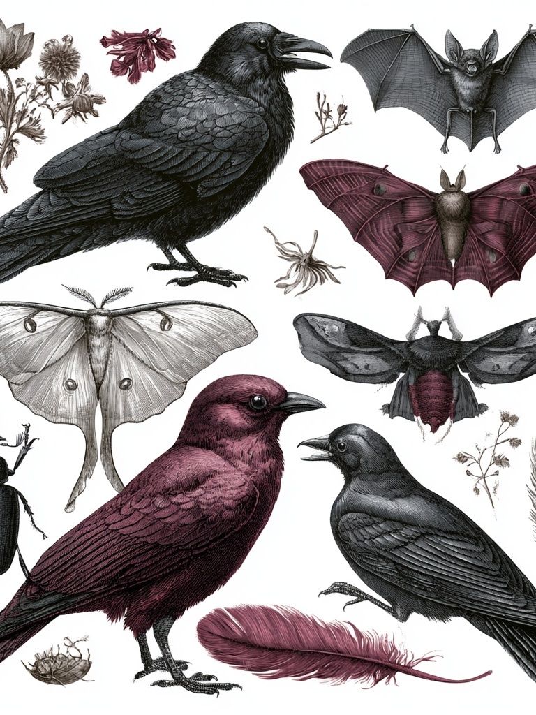 Ravens and Moths Illustration Poster. poster — illustration art