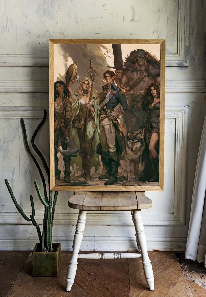 Fantasy Adventurers Illustration Poster. room preview