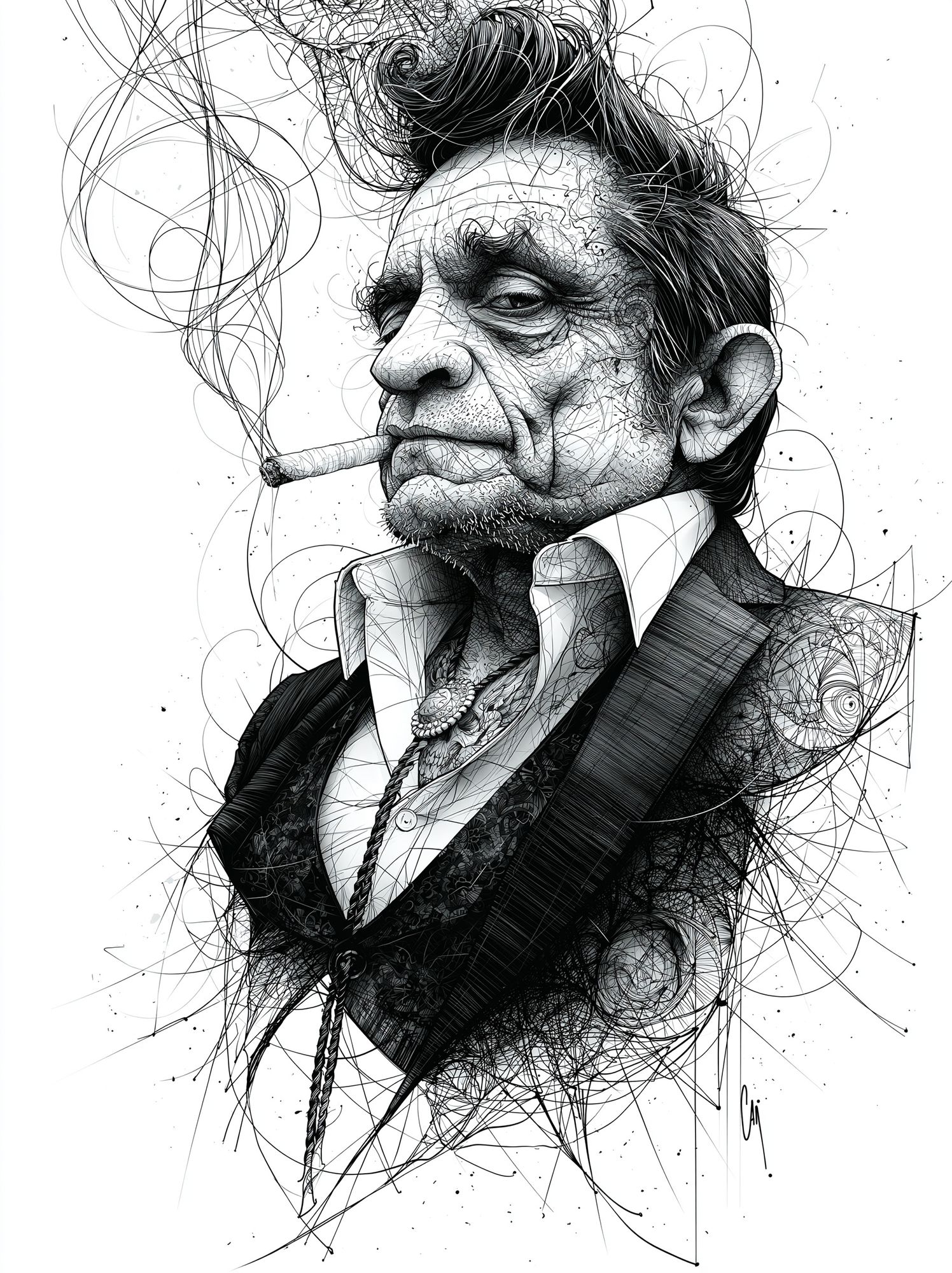 Gritty Man Portrait Typography Print. poster — illustration art