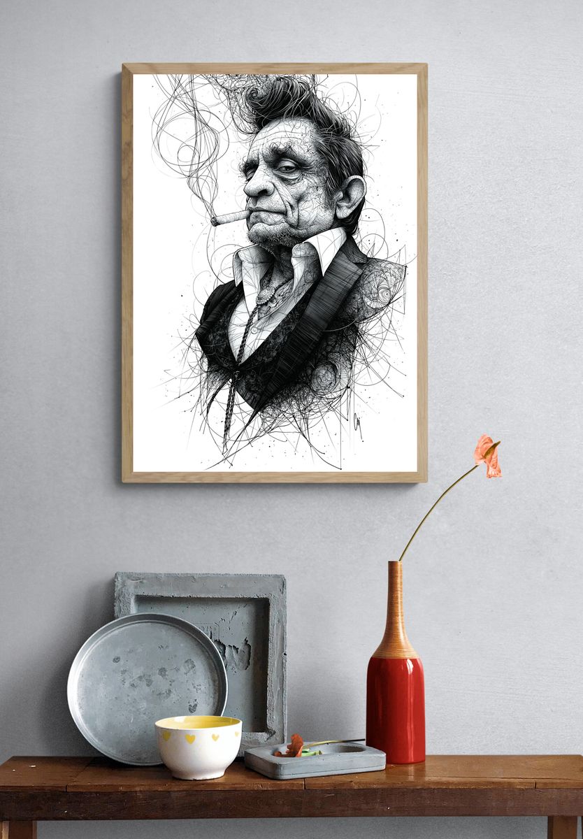 Gritty Man Portrait Typography Print. — room view 3