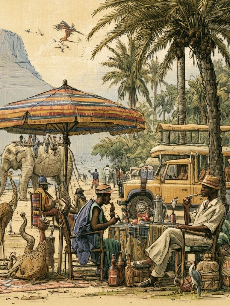 Safari Oasis Illustration Poster. poster detail