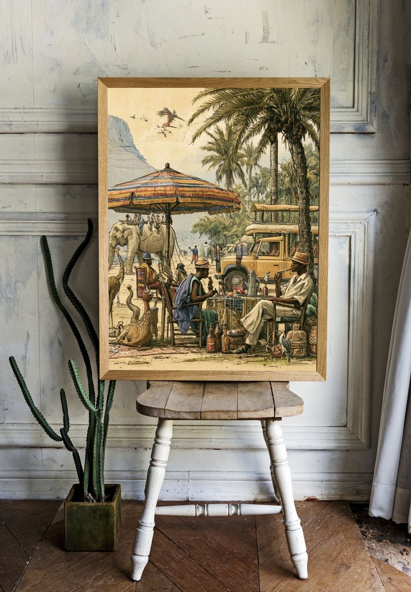 Safari Oasis Illustration Poster. room preview