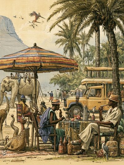 Safari Oasis Illustration Poster.