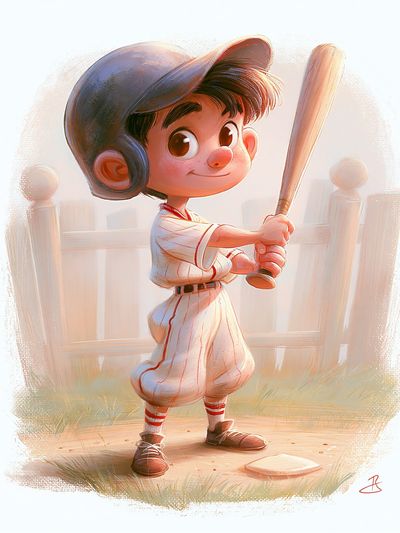Little Baseball Player Illustration Poster. poster