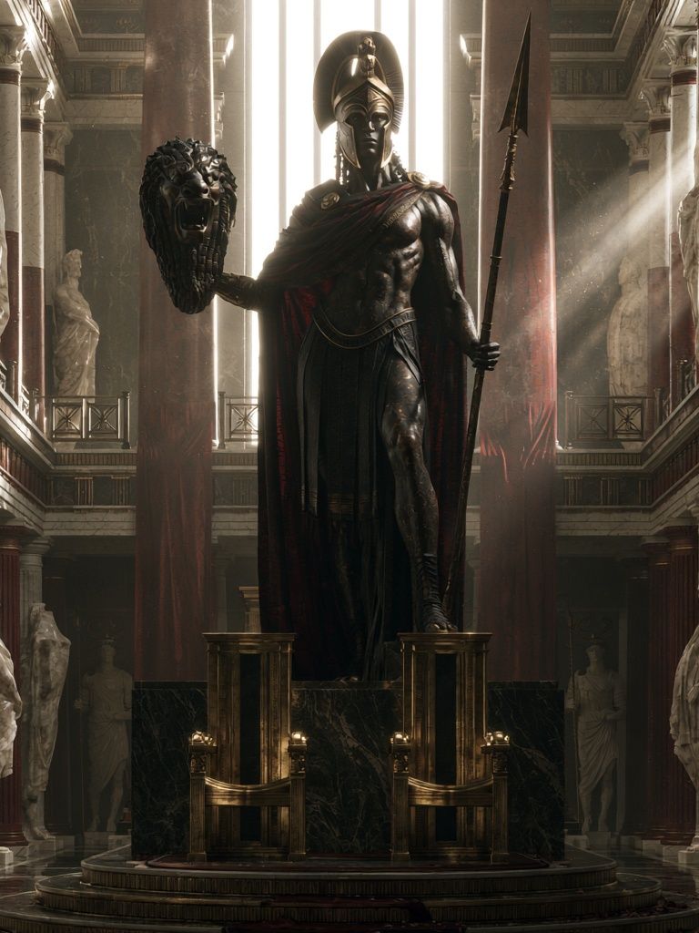 Ancient Warrior Temple Illustration Poster. poster detail