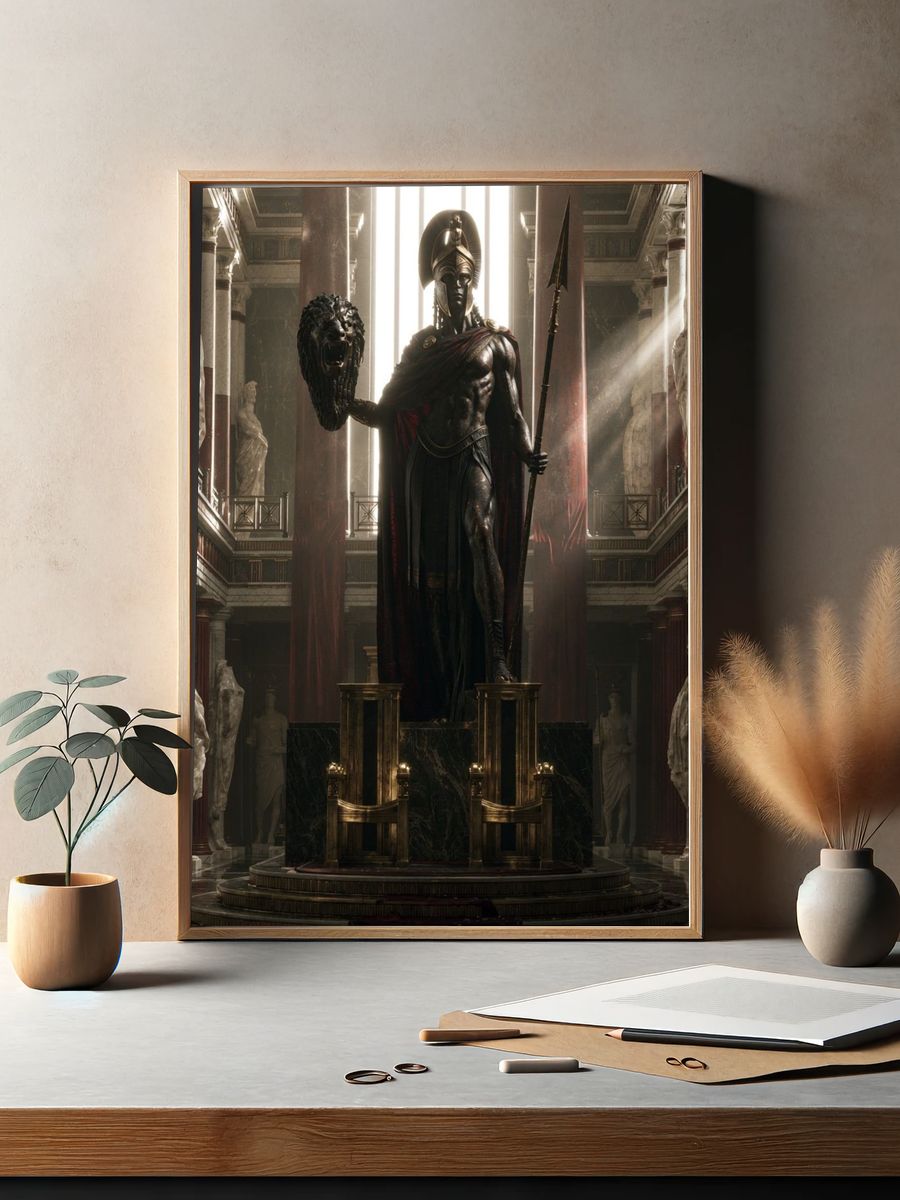 Ancient Warrior Temple Illustration Poster. — room view 2