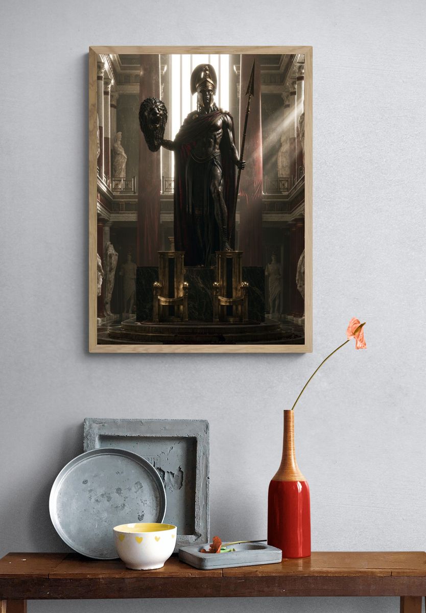 Ancient Warrior Temple Illustration Poster. — room view 3