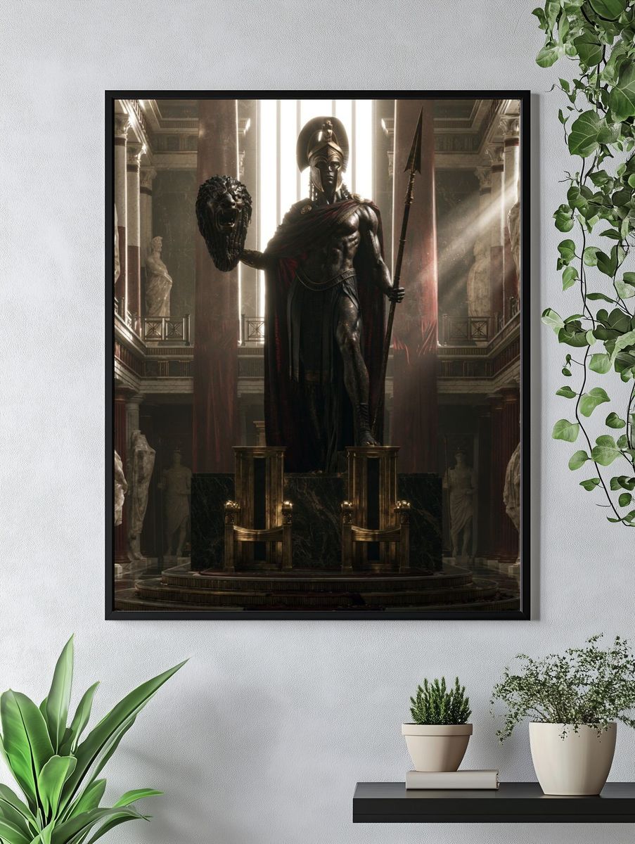 Ancient Warrior Temple Illustration Poster. — room view 4