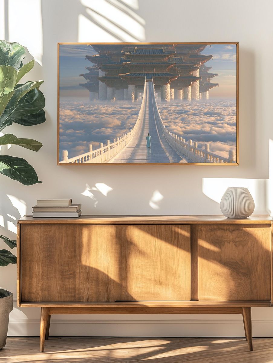 Celestial Temple Bridge Fantasy Print. — room view 3