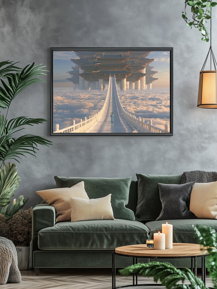 Celestial Temple Bridge Fantasy Print. — room view 4