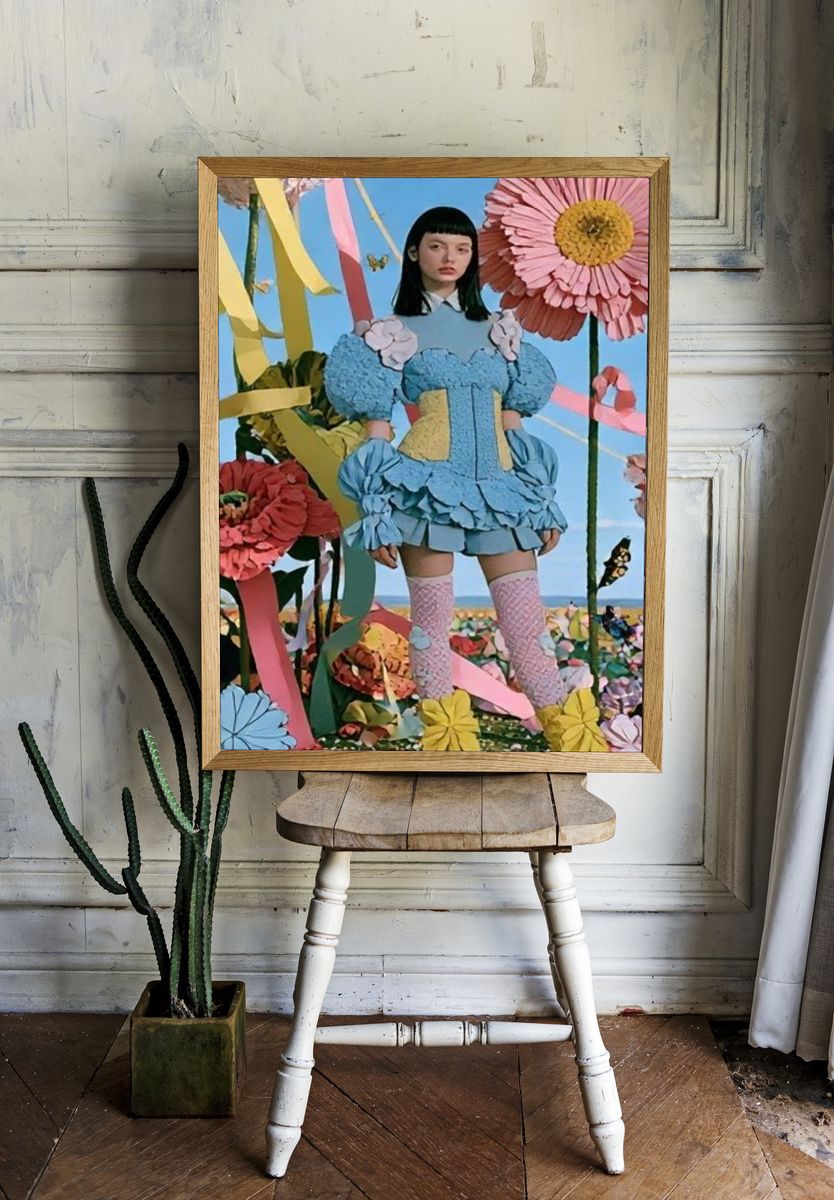 Surreal Floral Doll Illustration Poster. — room view 1