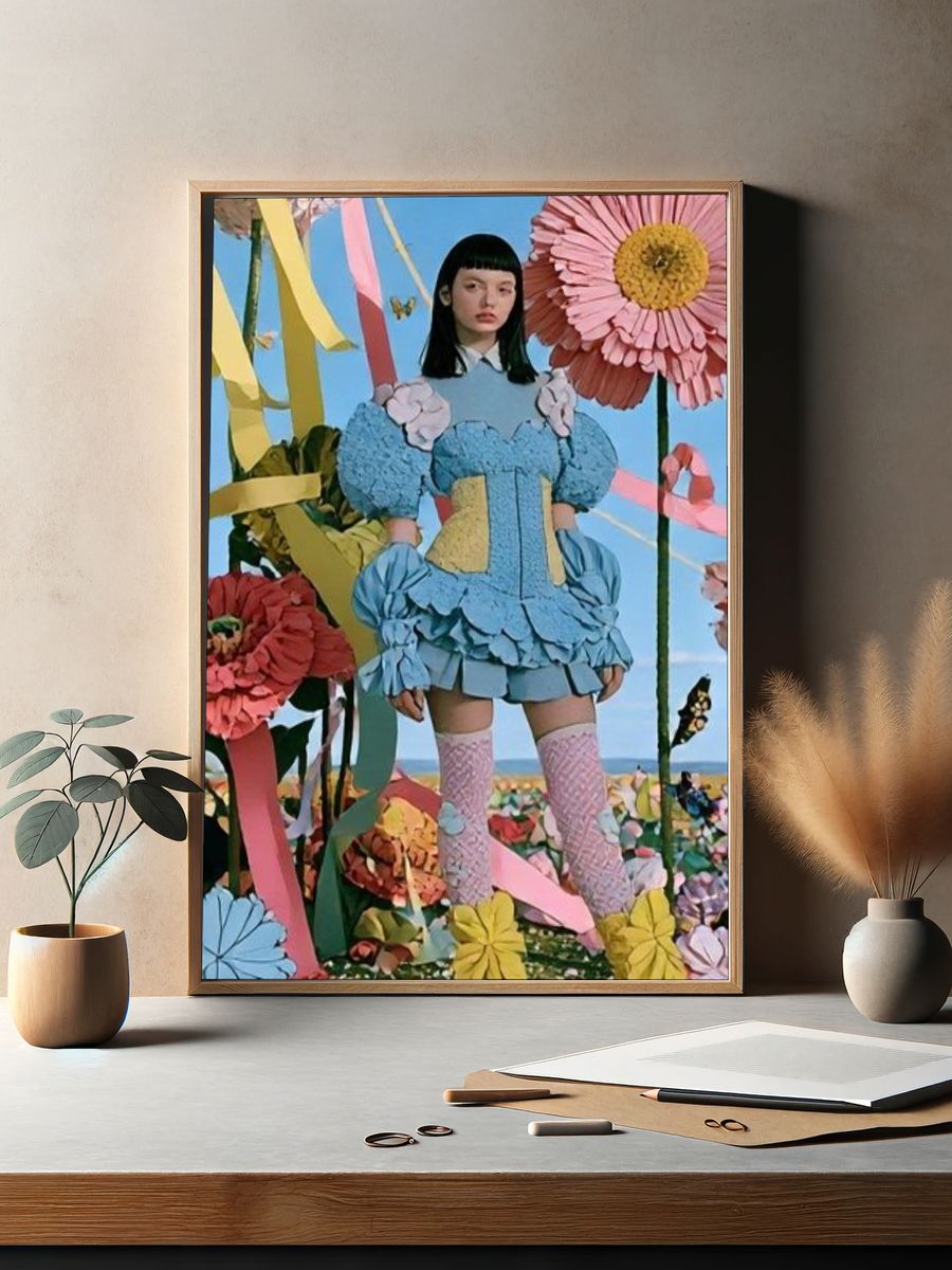 Surreal Floral Doll Illustration Poster. — room view 2