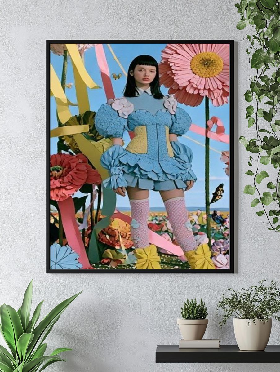 Surreal Floral Doll Illustration Poster. — room view 4