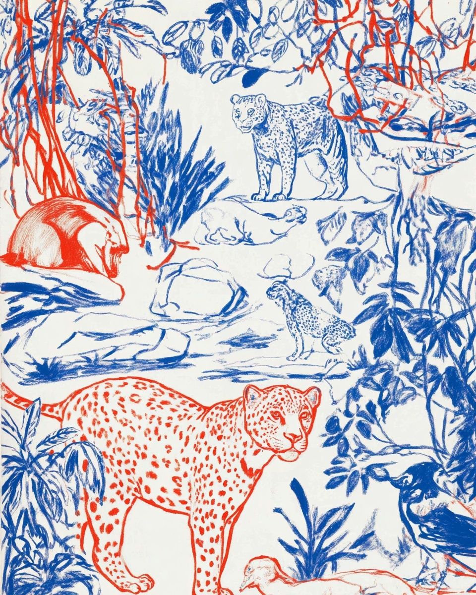 Leopard Jungle Illustration Poster. poster detail
