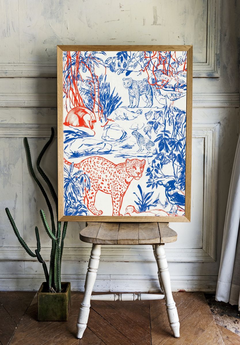 Leopard Jungle Illustration Poster. — room view 1