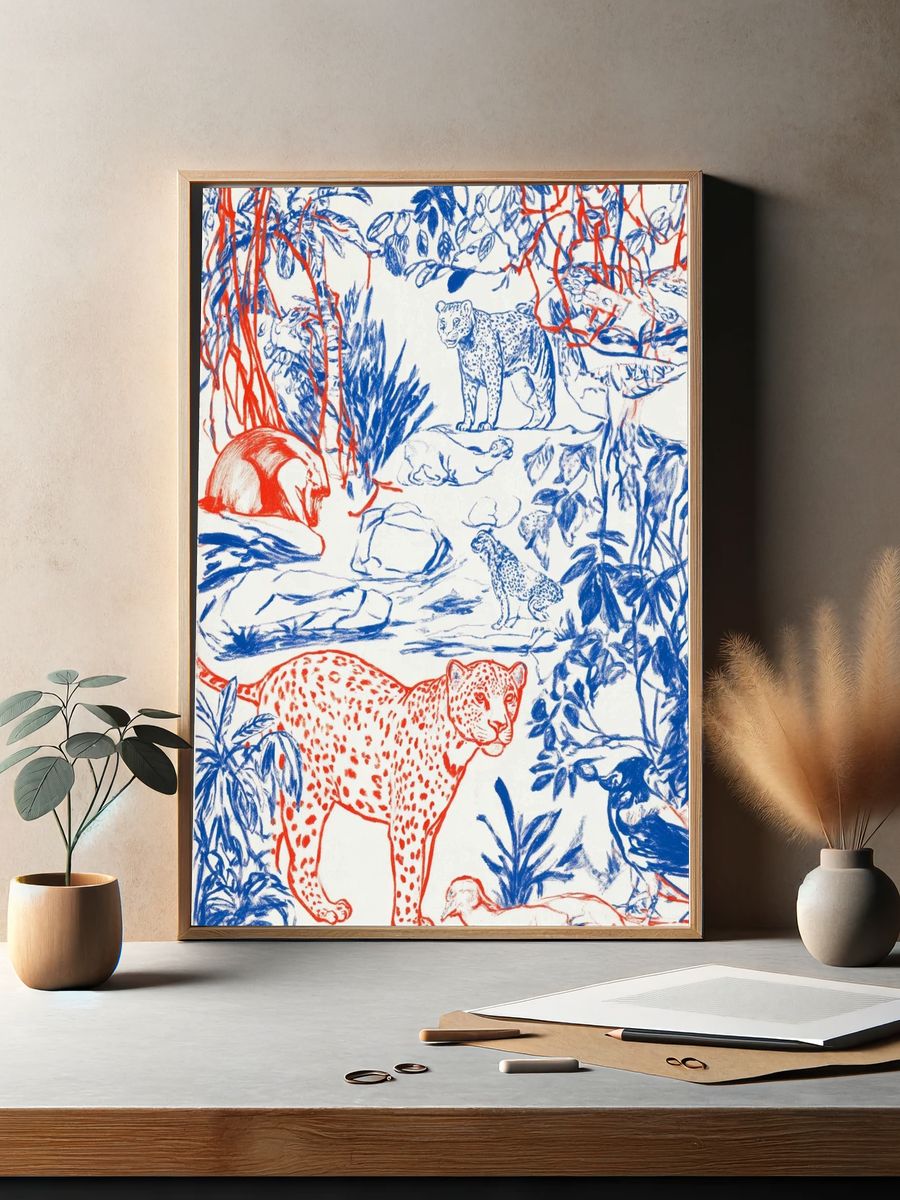 Leopard Jungle Illustration Poster. — room view 2