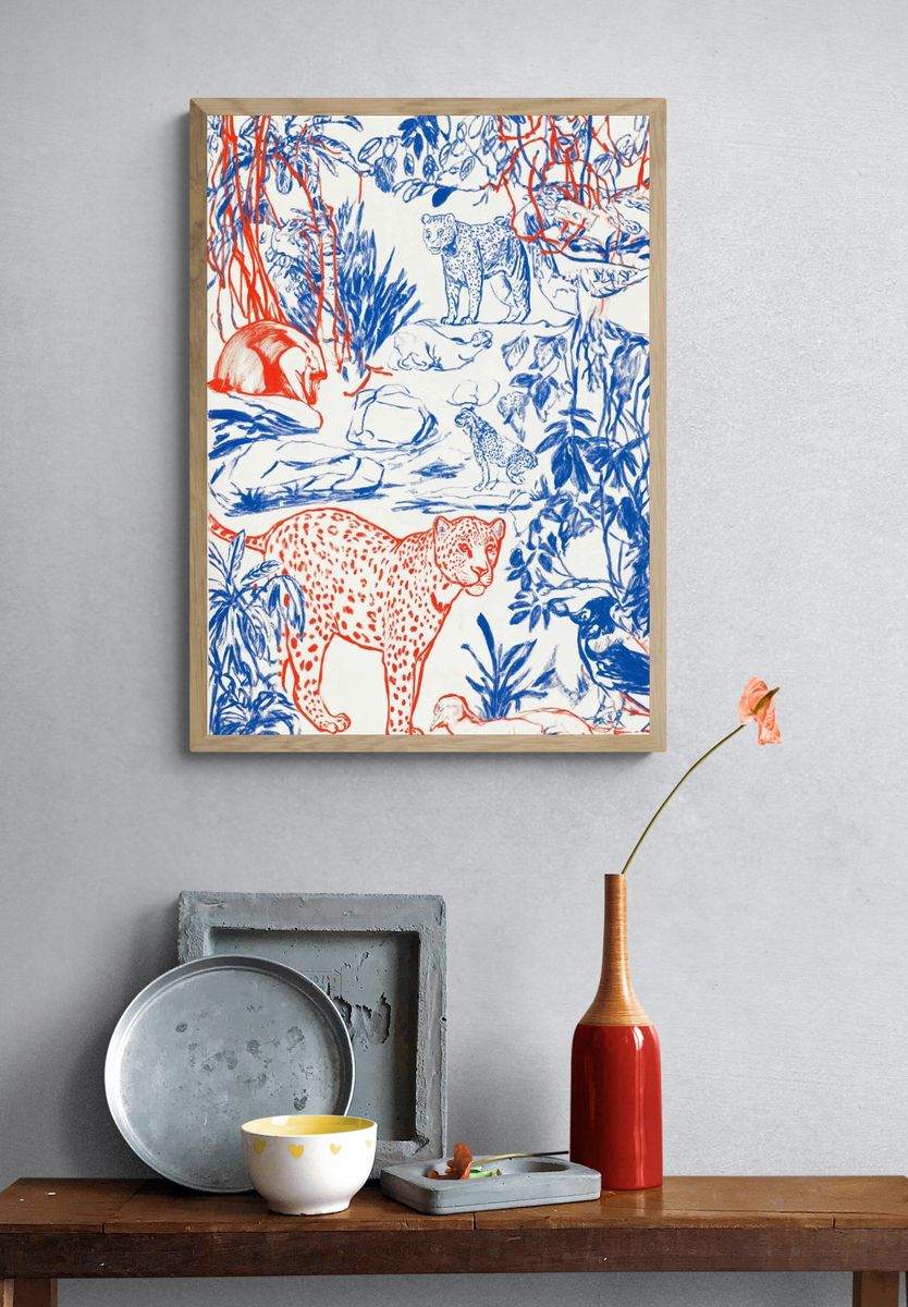 Leopard Jungle Illustration Poster. — room view 3