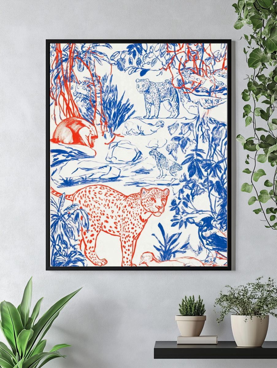 Leopard Jungle Illustration Poster. — room view 4