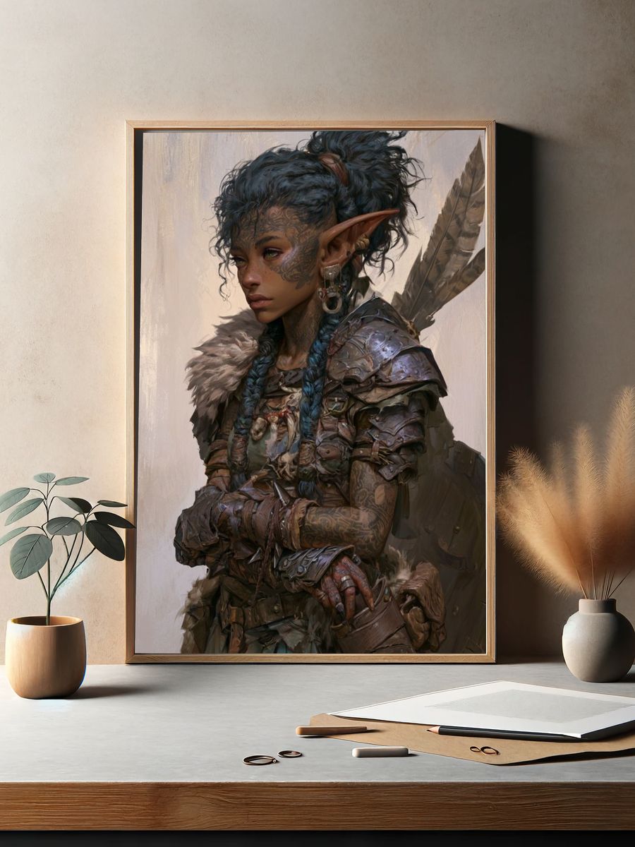 Fantasy Elf Warrior Portrait Print. — room view 2