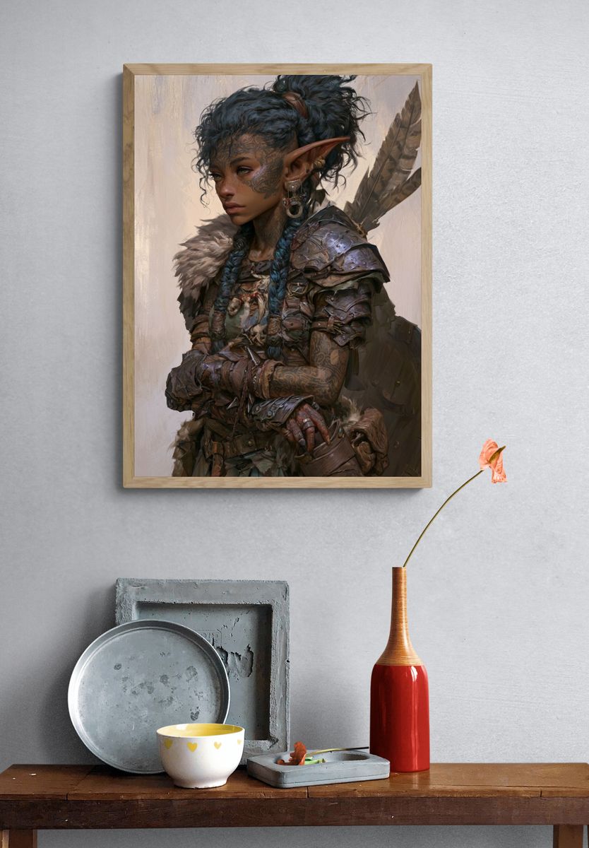 Fantasy Elf Warrior Portrait Print. — room view 3