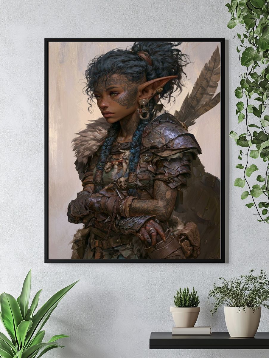 Fantasy Elf Warrior Portrait Print. — room view 4