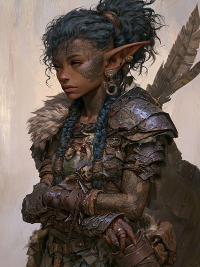 Fantasy Elf Warrior Portrait Print.