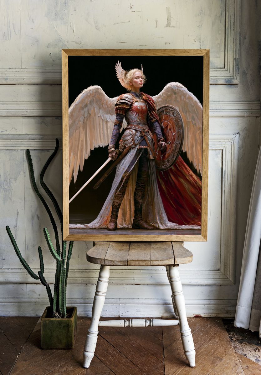 Winged Warrior Fantasy Illustration Poster. room preview