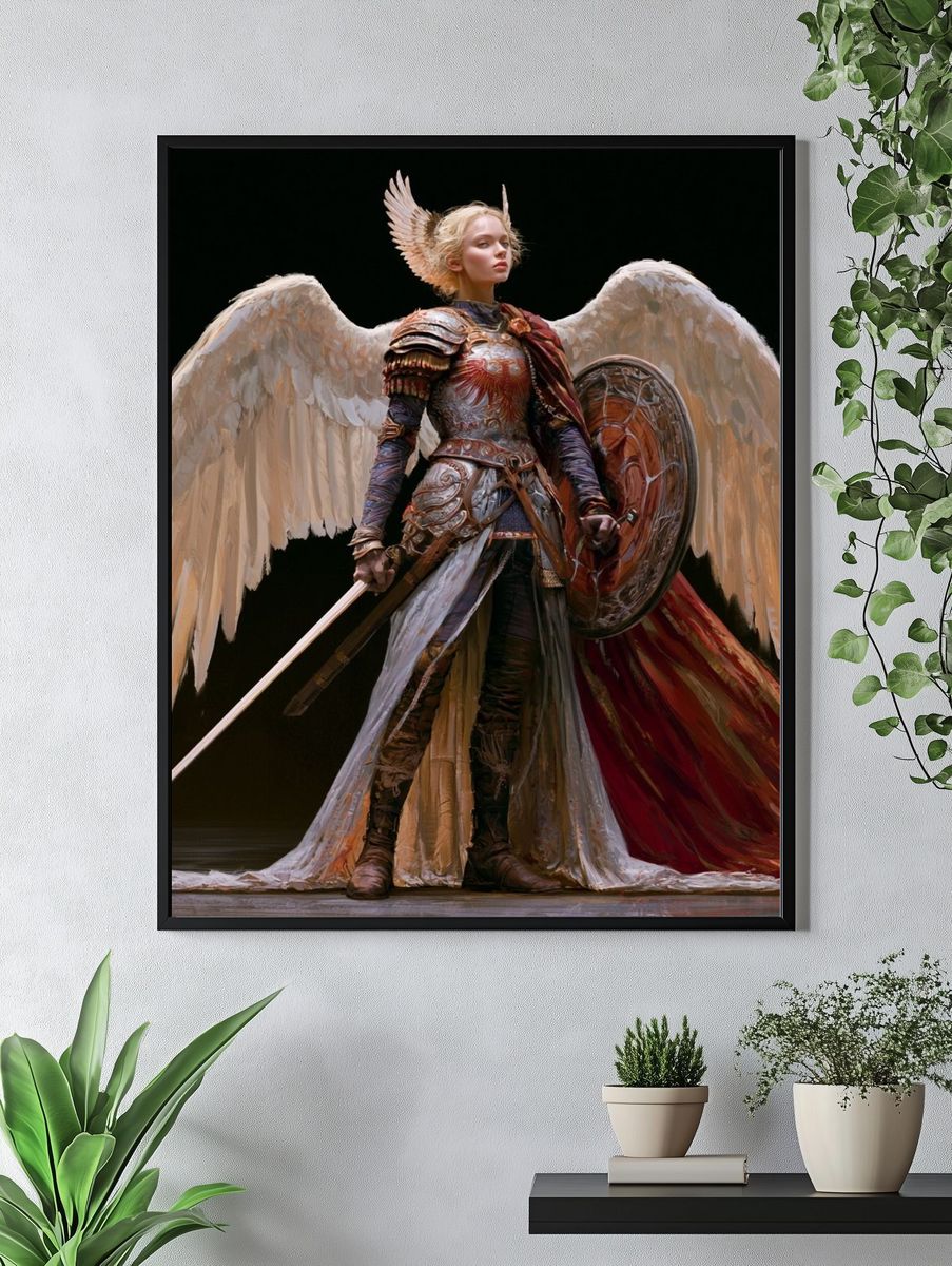 Winged Warrior Fantasy Illustration Poster. — room view 4